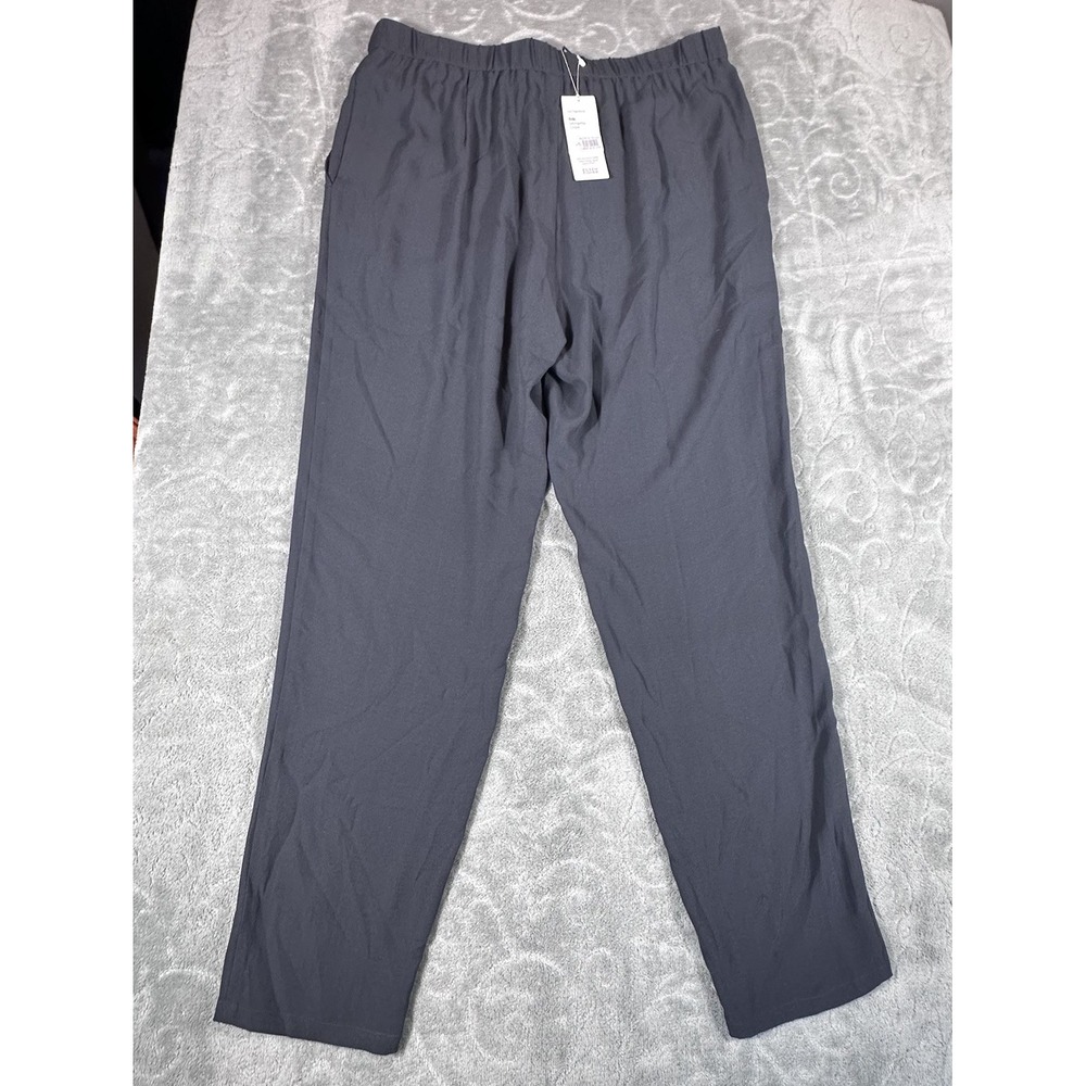 Eileen Fisher Womens Medium Black 100% Silk Georgette Crepe Ankle Pants Luxury - Picture 3 of 12